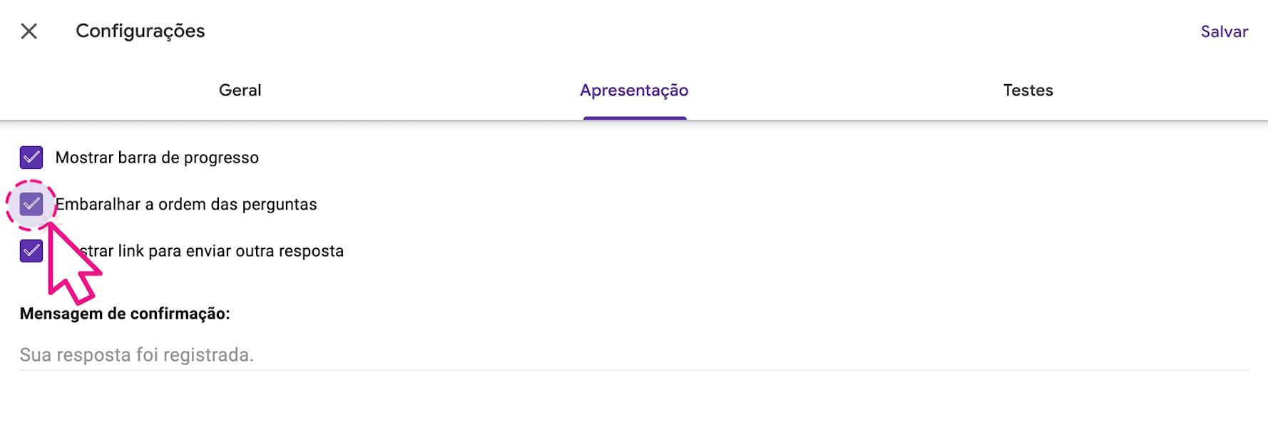 Como configurar um exame no google forms 9